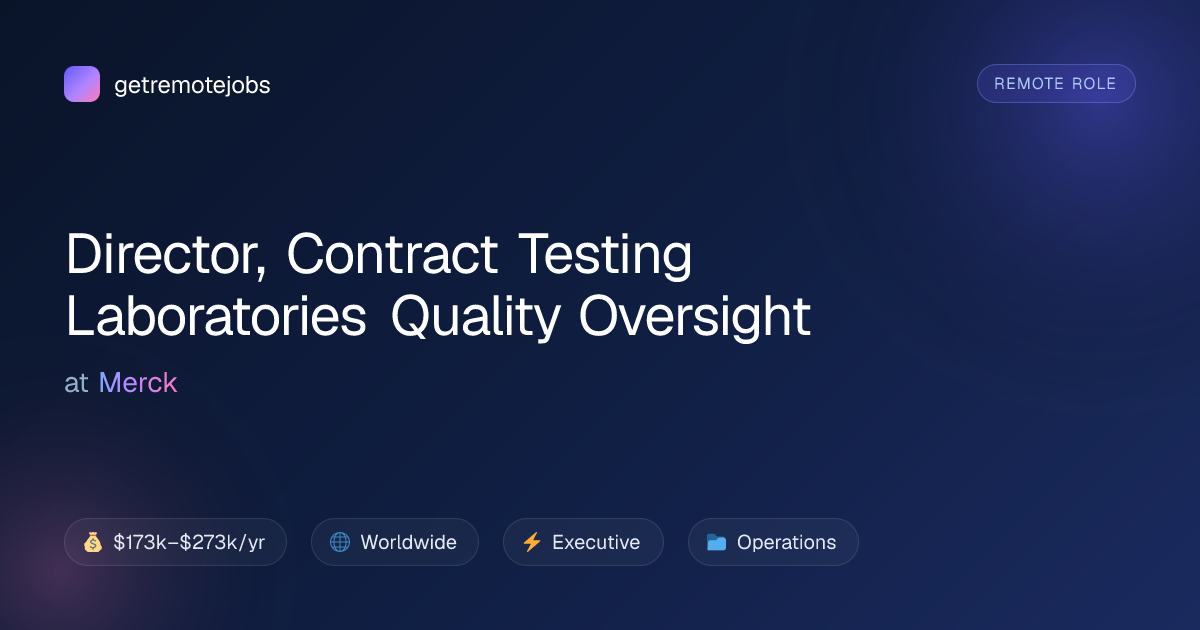 Director, Contract Testing Laboratories Quality Oversight at Merck ...