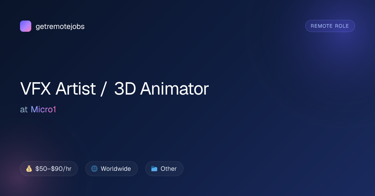 VFX Artist / 3D Animator at Micro1 · getremotejobs